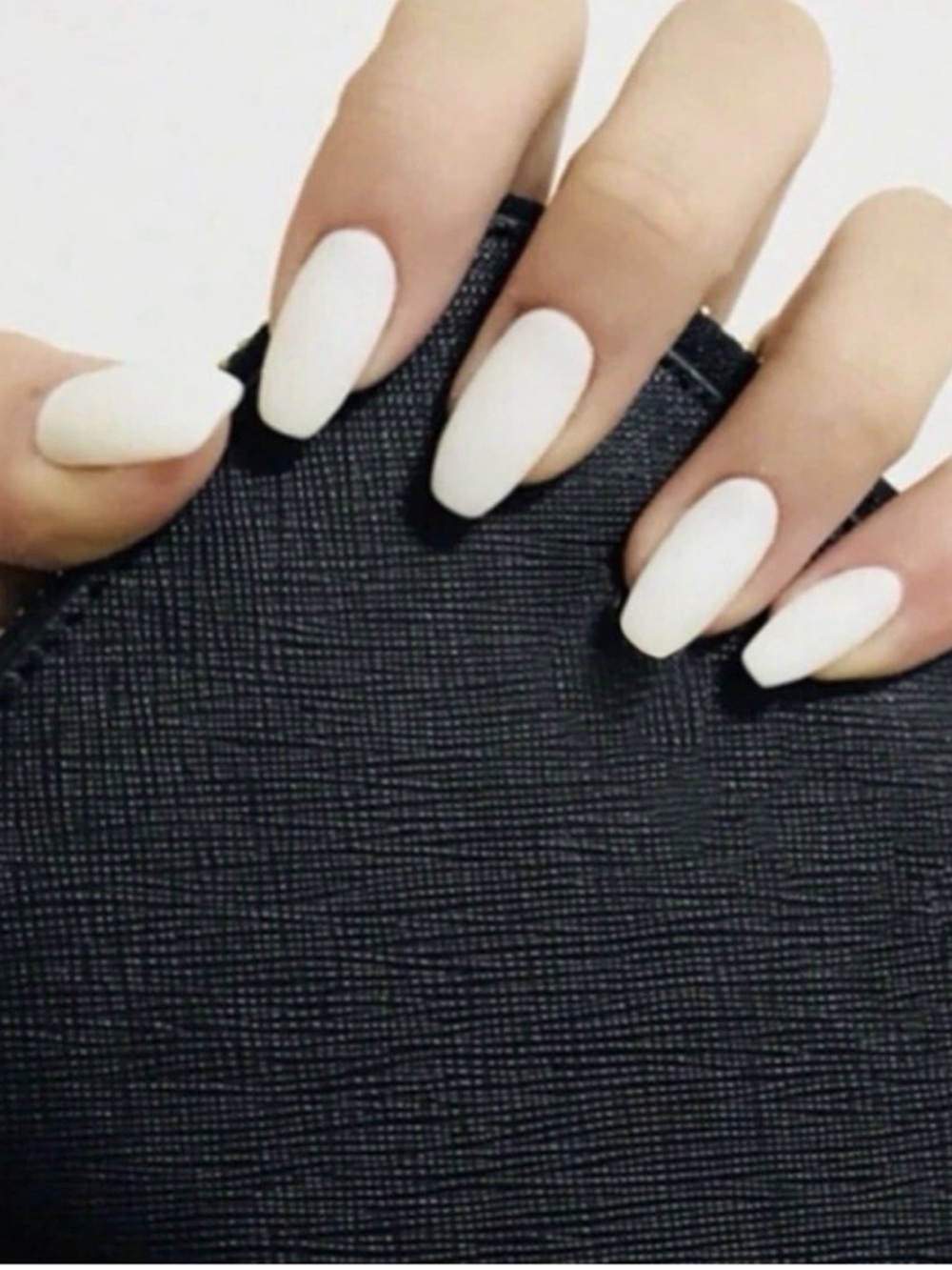 White Matte Coffin Press On Nails – Long Full Cover Fake Nail Tips